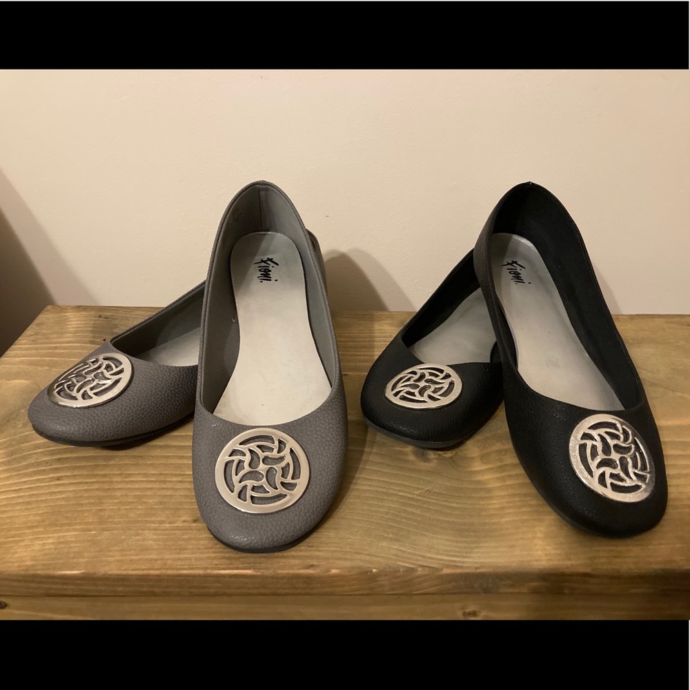 🖤 Grey & Black Flats
